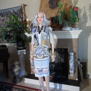 Etro White Multi-Color Printed Sheath Dress w/ Ruched Detailing – Size IT 40 -4